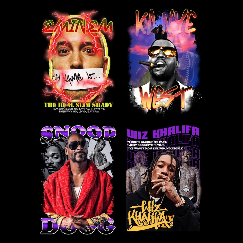 74 Pop Culture Rappers Design Bundle, High Quality PNG, Instant ...