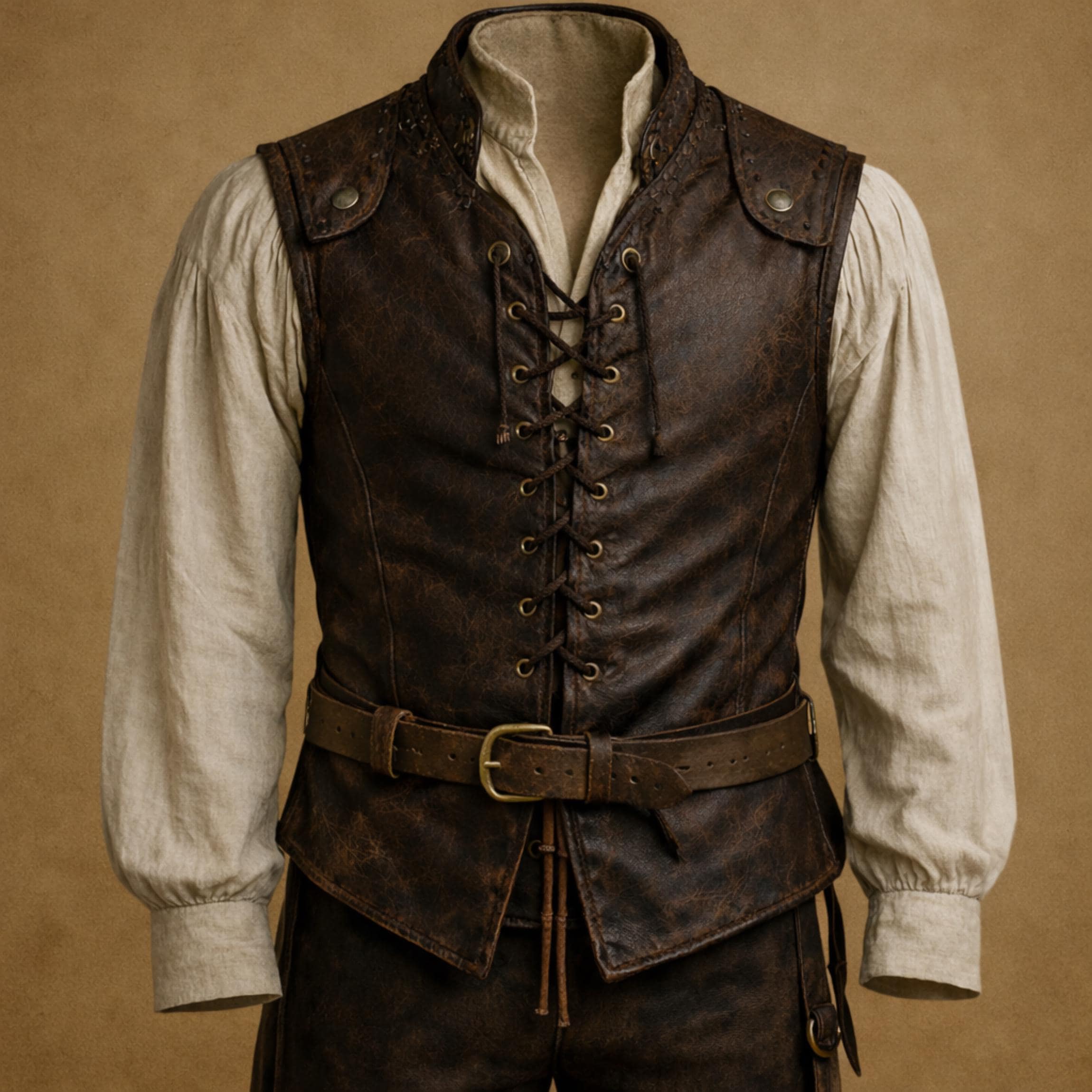 Pirate Leather Vest for Men, Captain Pirate Waistcoat, Caribbean Style Renaissance Costume, Medieval & LARP Cosplay, Handmade Steampunk Vest