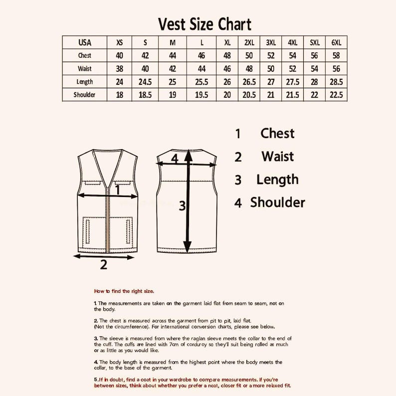 Mens Pirate Leather Vest size chart showing chest, waist, and length measurements, detailed guide for Renaissance and Medieval LARP vests, Buccaneer cosplay outfit, Halloween pirate costume, adjustable leather waistcoat sizing, perfect for custom measurements, ensuring a perfect fit for cosplay, festivals, Halloween parties, and roleplay events.
