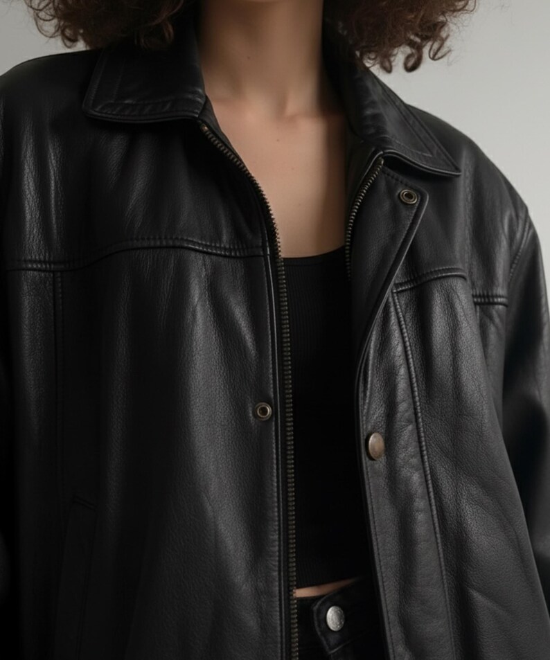 Vintage-Style 90s Leather Jacket for Women, Genuine Sheepskin Bomber Coat with Quilted Lining, Winter Fashion Gift Idea.