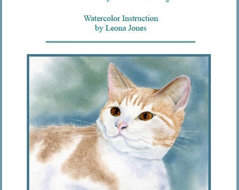 Tutorial  Painting of "Max The Cat" How to Paint a Cat in Watercolor   Instant Download