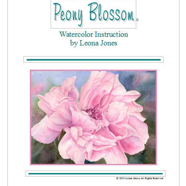 Tutorial Painting of "Peony" How to Paint Watercolor, Instant Download