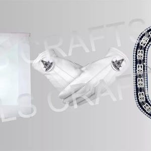 Masonic Blue Lodge Past Master Set of Apron chain collar and gloves