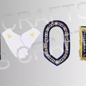 Custom Masonic Past Master Schürze, Kettenkragen, Handschuhe und Etui