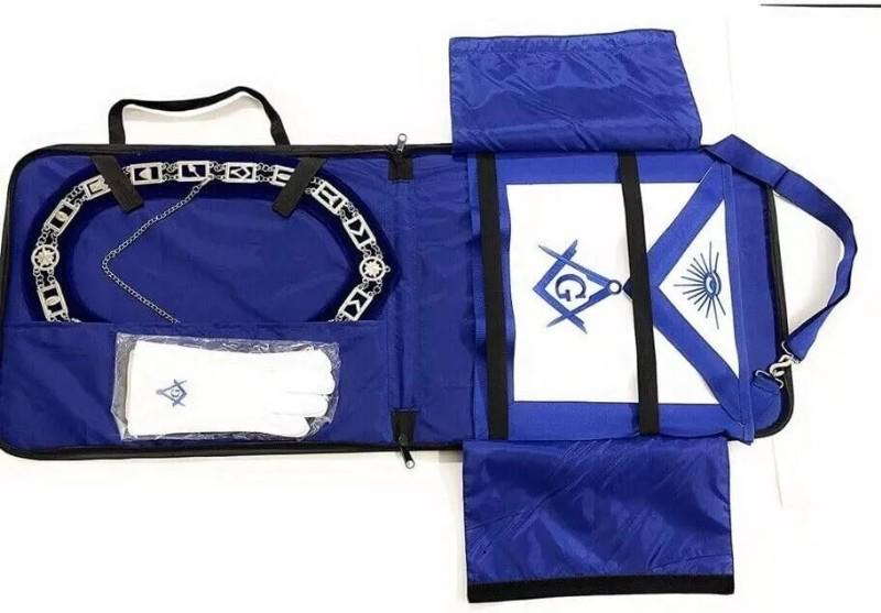Masonic Regalia Blue Lodge Master Mason +Apron + Collar + Gloves + Case - Package