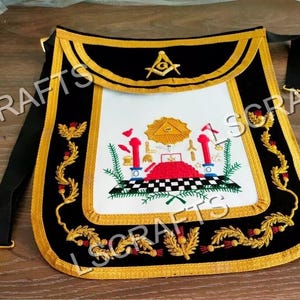 Masonic Traditional Master Mason Round Apron Bullion Hand Embroidered