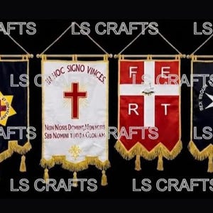 Masonic Knights Templar Banner Set of 4 | Commandery Wall Banners Size 20 x30 Inches