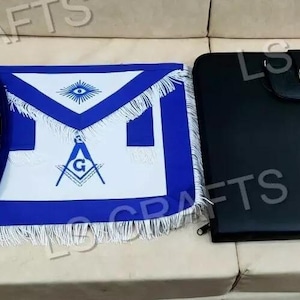 Ensemble tablier, collier et gants Masonic Regalia Master Mason avec étui souple