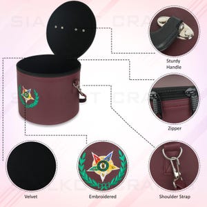 Customized Masonic OES Star Maroon Fez Hat Case