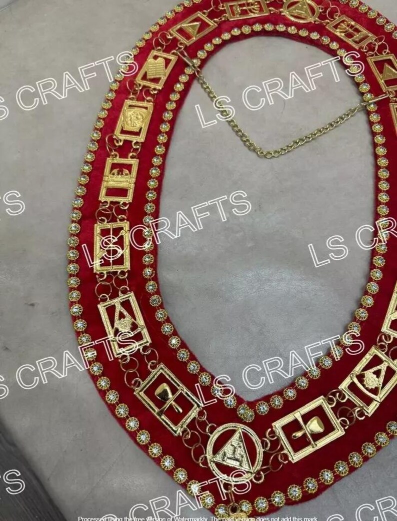 Masonic Royal Arch PHP Past High Priest Metal Chain Collar – Includes Free Jewel, Made In USA