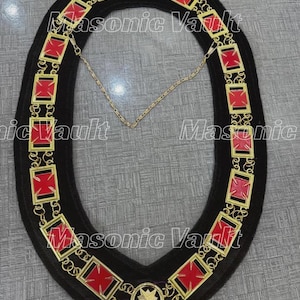 Frimurarkommanderi Tempelriddare Förgylld Kedja Halsband