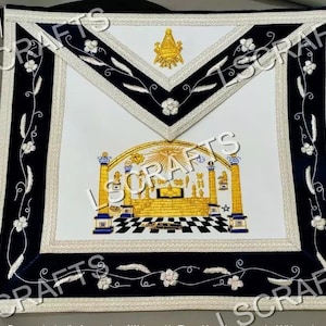 Customized Masonic Traditional Master Mason Apron Bullion Hand Embroidered