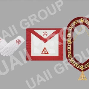 Masonic High Priest Royal Arch Chapter Officer Apron, Chain Collar & Gloves