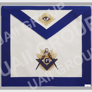 Masonic Master Mason Blue Lodge Apron Royal Blue Square & Compass G