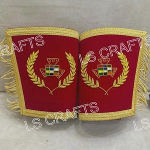 Masonic Past High Priest Hand Embroidered Pair of Cuffs/ Gauntlets