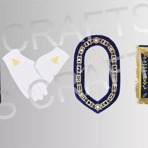 Custom Masonic Past Master Schürze, Kettenkragen, Handschuhe und Etui