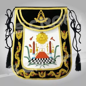 Masonic Blue Lodge Past Master Hand Embroidered Apron