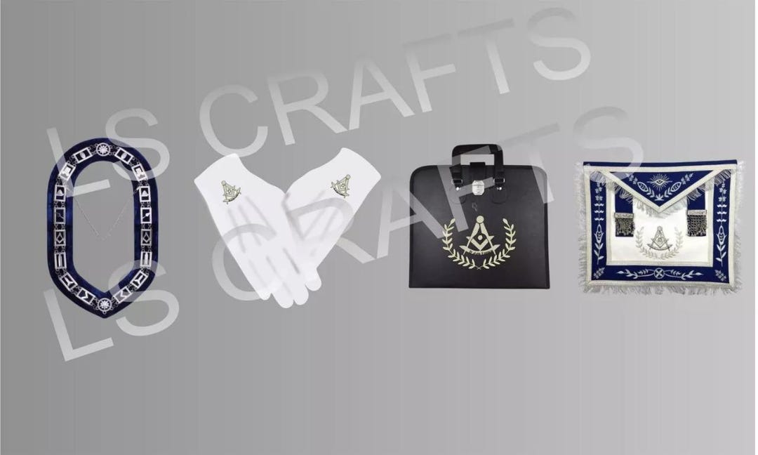 Past Master Keychain Custom Masonic Past Master Silver Embroidered Apron, Chain Collar ...
