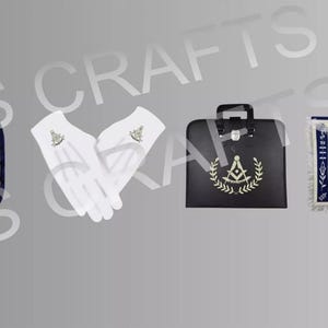 Custom Masonic Past Master Apron Kette Kragen Handschuhe und Etui