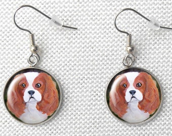 Cavalier King Charles Spaniel 18mm STEEL Earrings, Cavi Owner Gift, Birthday Gift, Pet Keepsakes, Steel Dog Earrings, May Birthdays