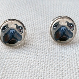 Tiny Fawn Pug Earrings, 12mm Pug Earrings, Dog Earrings, Pug Owner Gift, Pug Post Earrings, August Birthday Gifts, Pug Earrings