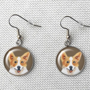 Welsh Corgi 18mm Steel Earrings, Corgi Earrings, Silver Drop Earrings, Gifts for Her, Dog Earrings, Pet Keepsakes, Birthday Gifts