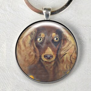 Longhair Dachshund Keychain, Doxie Lover, Dad Gift, Pet Keepsakes, Birthday Gift Ideas