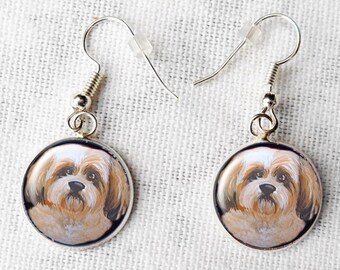 Shih Tzu 18mm Silver Drop Earrings, Birthday Ideas, Shih Tzu Owner, Girlfriend Gift, Pet Keepsakes