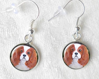 Cavalier King Charles Spaniel 14mm Earrings, Cavi Owner Gift, February Birthdays, Pet Keepsakes, Silver Dog Earrings