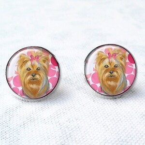 Yorkshire Terrier Earrings, Birthday Gift Ideas, Cute Earrings, Yorkie Portraits, Yorkie Lover Gifts, Pink Dog Earrings