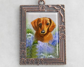 Dachshund Copper Pendant, Large Pendant, Original Art, Dachshund Keepsake Necklace