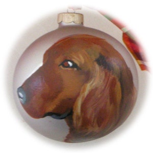 Irish Setter Hand Painted Ornament Silver, Birthday Gifts, Pet Memorial, Gifts for Him, Dog Ornaments, Retriever Gift image 1