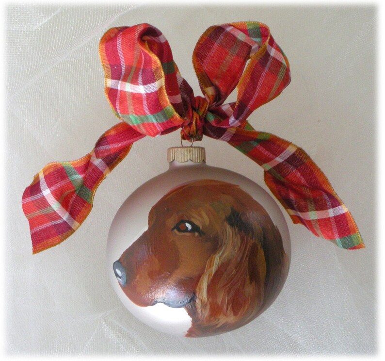 Irish Setter Hand Painted Ornament Silver, Birthday Gifts, Pet Memorial, Gifts for Him, Dog Ornaments, Retriever Gift image 3