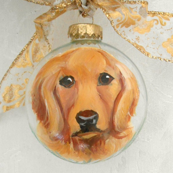 Golden Retriever Hand Painted Ornament ~ Gifts for Him ~ Dog Portrait ~ Golden Retriever Portrait ~ Dog Ornament