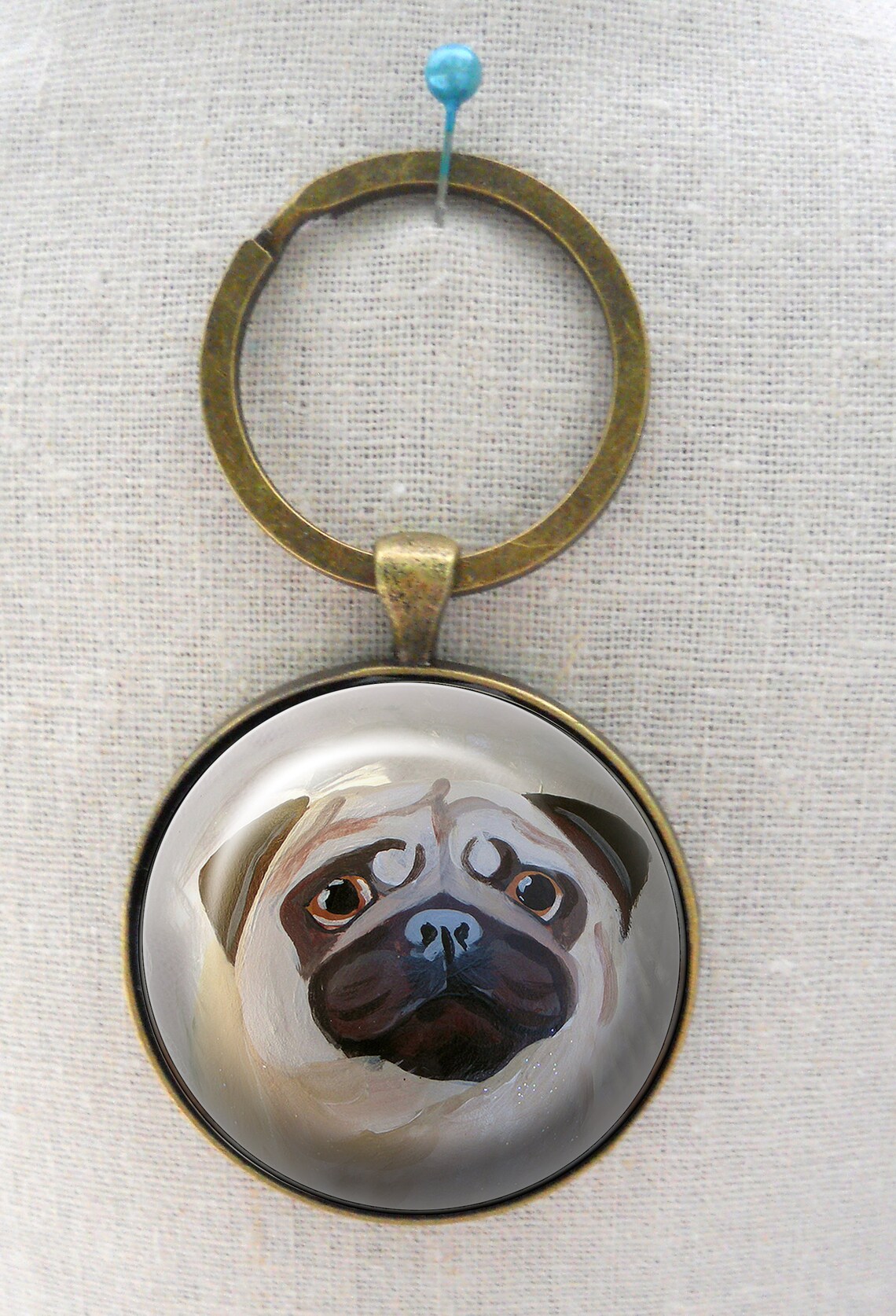 Fawn Pug Keychain, Pug Keychain, Dog Keychains, Pug Memorials, Birthday