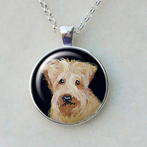 Wheaten Terrier Silver Necklace, Original Art, Dog Portrait, Wheatie Necklace, Birthday Gift Idea, Wheaten Terrier Jewelry, Gifts Under 20