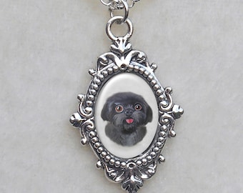 Black Shih Tzu Ornate Small Pendant Necklace, Black Shih Tzu Necklace, Birthday Ideas, Pet Keepsakes, Shih Tzu Dog Pendant, Mothers Day