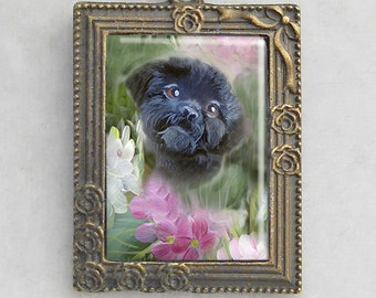 Black Shih Tzu Pendant, Large Bronze Pendant, Original Art, Shih Tzu Keepsake Necklace, May Birthday Gifts, Pet Memorials