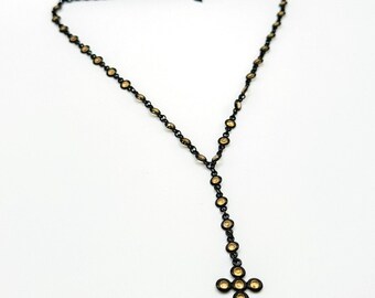 AGATHA PARIS Czarny naszyjnik z zawieszką w kształcie litery Y, 42 cm, wisior Lariet Rolo Chain Gothic