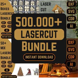 500.000 lasergesneden bestandenbundel, 3D- en 2D-patronen, gravure voor vezels, CO2, CNC, waterjet, hout, metaal, glas Svg-, dxf-, eps-, png-, cdr-indelingen