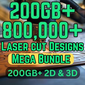 Pacchetto di 800.000 file tagliati al laser, modelli 3D e 2D, incisione per fibra, CO2, CNC, getto d'acqua, legno, metallo, vetro, formati SVG, DXF, EPS, PNG, CDR