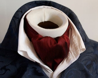 DAY Cravat Victorian Ascot Tie Cravat - Maroon Red Wine Dupioni SILK