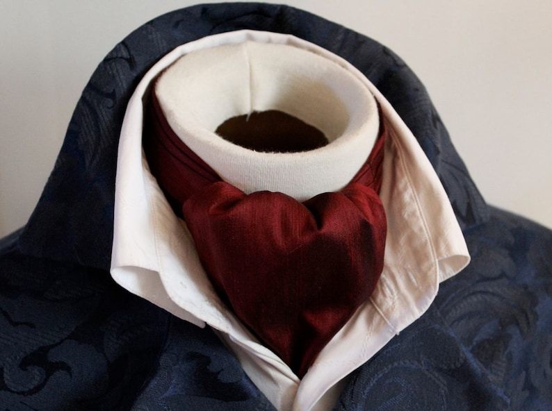 DAY Cravat Victorian Ascot Tie Cravat Maroon Red Wine Dupioni SILK image 1