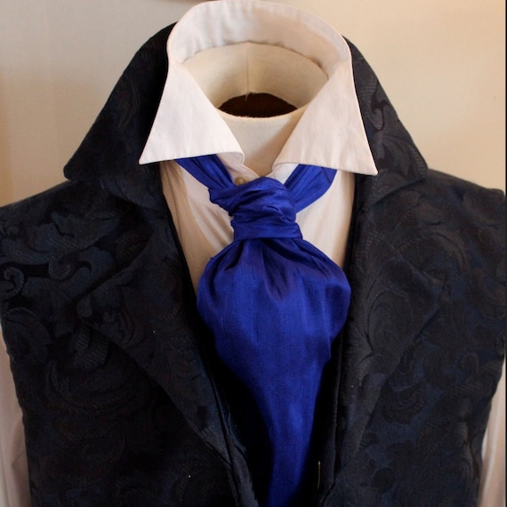 Cobalt Royal Blue Ascot Tie Cravat Necktie Neckwear DUPIONI - Etsy