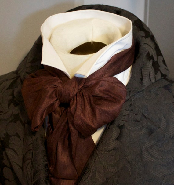 Chocolate Brown REGENCY Brummel Victorian Ascot Tie Cravat | Etsy