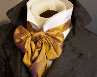 Copper Violet REGENCY Brummel Victorian Ascot Tie Cravat - Dupioni Silk