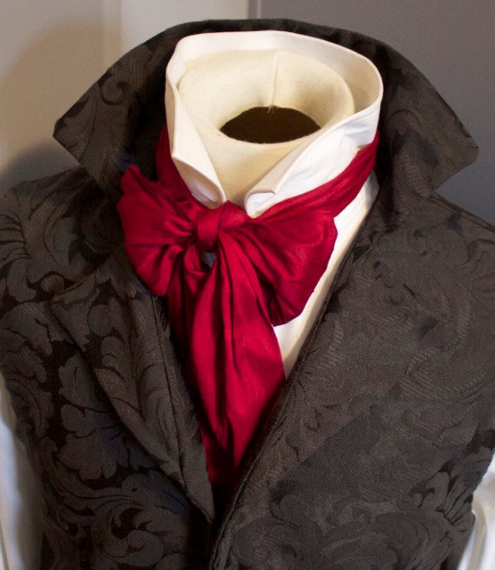 REGENCY Brummel Victorian Ascot Tie Cravat Cranberry RED | Etsy