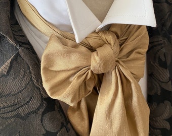 Gold Dupioni Silk 6 inch width REGENCY Brummel Victorian Ascot Tie Cravat