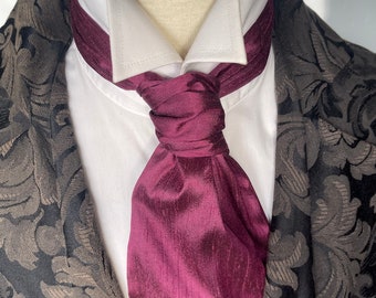 FORMAL Victorian Ascot Tie Cravat - Grape Purple Dupioni SILK