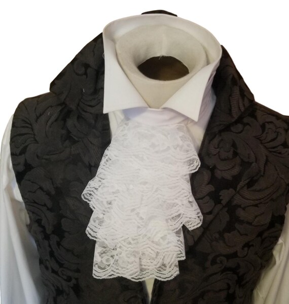 Cotton White JABOT Floral Scalloped Lace Ascot Cravat Etsy